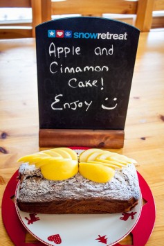 There is a fresh cake for afternoon tea in all Snow Retreat chalets